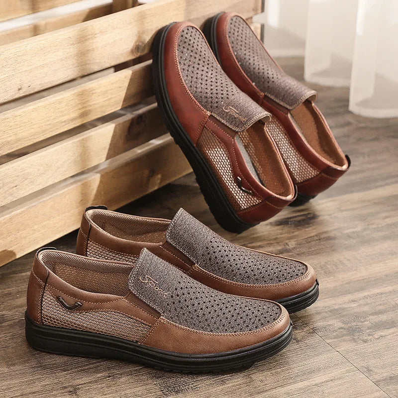 2021 Summer High Quality Men Casual Shoes Breathable Slip-On Flats EU 38-48 Men Comfortable Shoes Vamp Hollow  Mens Sneakers