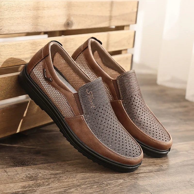 2021 Summer High Quality Men Casual Shoes Breathable Slip-On Flats EU 38-48 Men Comfortable Shoes Vamp Hollow  Mens Sneakers