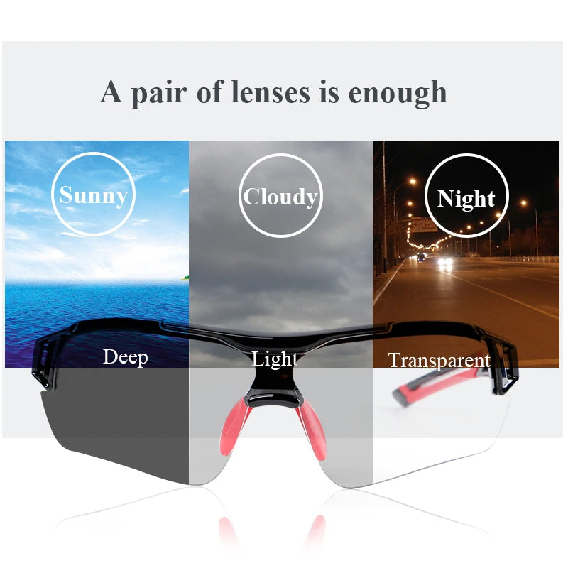 Professional Photochromic Polarized Cycling Glasses Bike Goggles MTB Sports Bicycle Sunglasses Myopia Frame UV 400