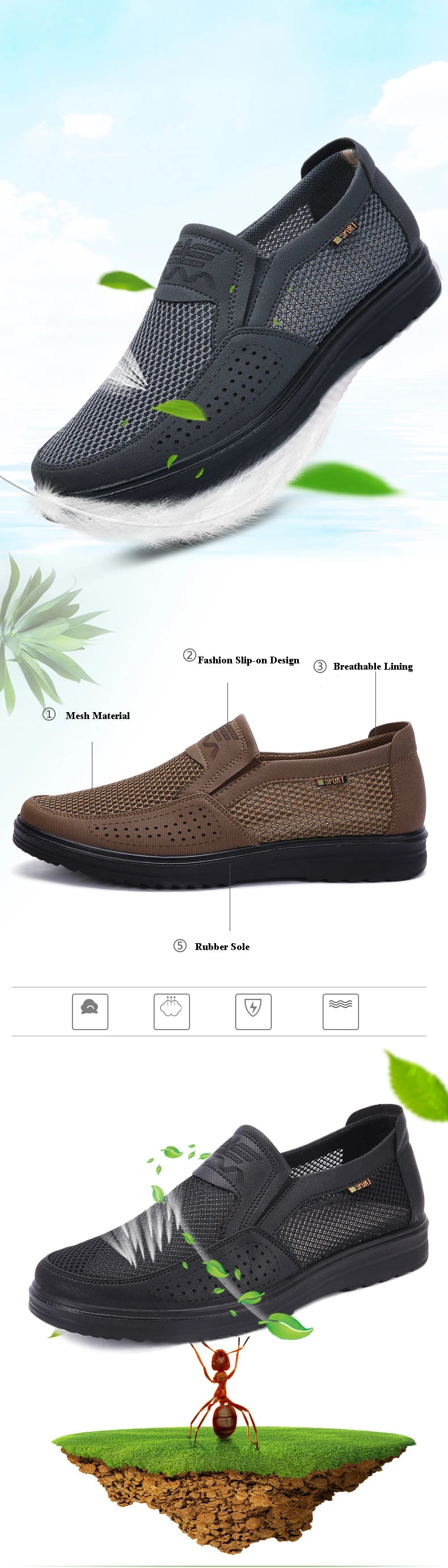 New Comfortable Men Casual Shoes Breathable Mesh Summer Men Shoes New Non-slip Lightweight Sneakers for Men Big Size 38-48