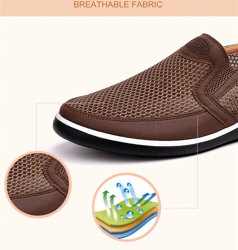 2024 Men'S Casual Shoes,Men Summer Style Mesh Flats for Men Loafer Creepers Casual High-End  Shoes Very Comfortable Size:38-44