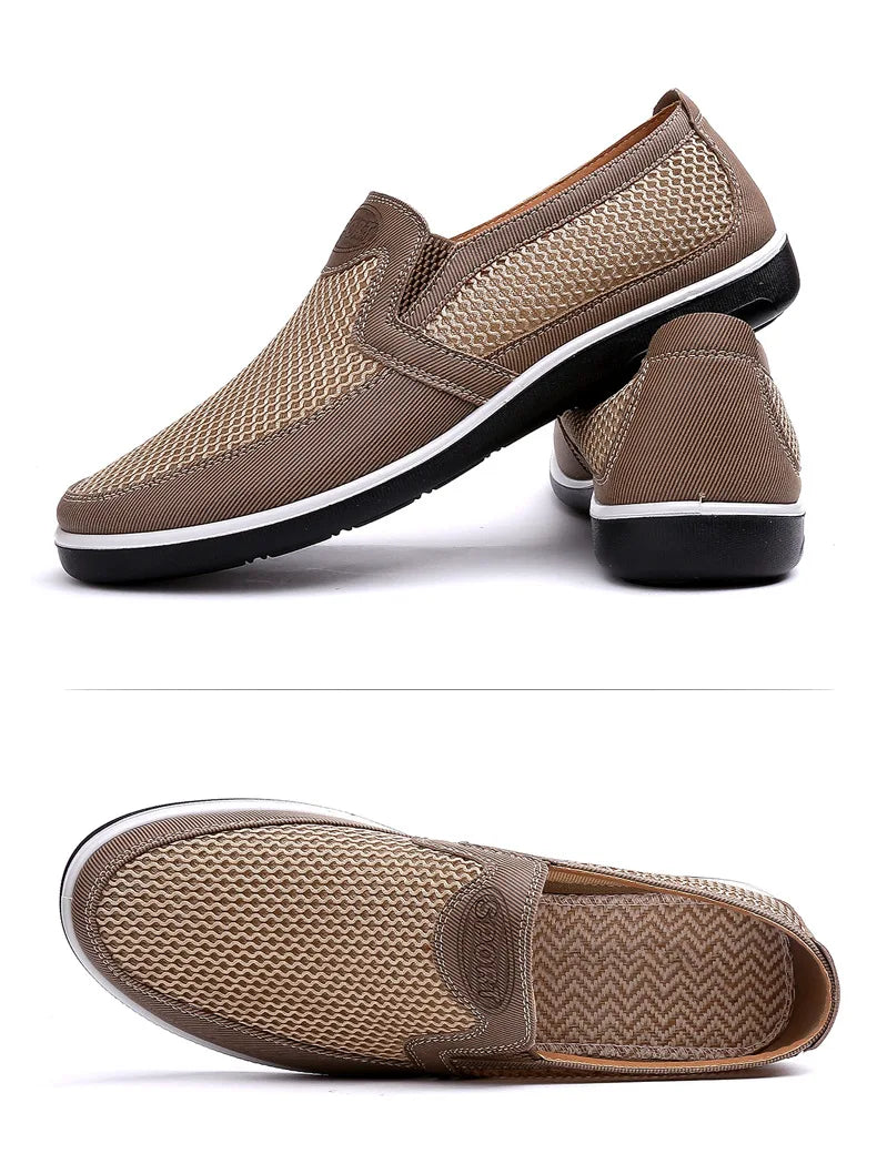 2024 Men'S Casual Shoes,Men Summer Style Mesh Flats for Men Loafer Creepers Casual High-End  Shoes Very Comfortable Size:38-44