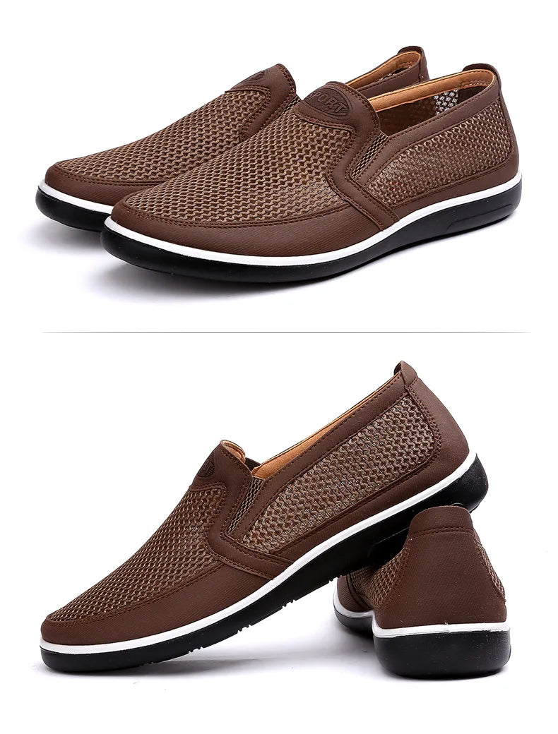 2024 Men'S Casual Shoes,Men Summer Style Mesh Flats for Men Loafer Creepers Casual High-End  Shoes Very Comfortable Size:38-44