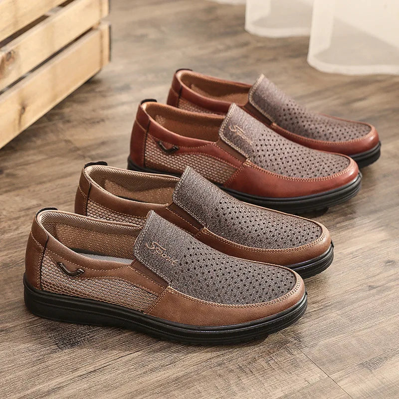 2021 Summer High Quality Men Casual Shoes Breathable Slip-On Flats EU 38-48 Men Comfortable Shoes Vamp Hollow  Mens Sneakers