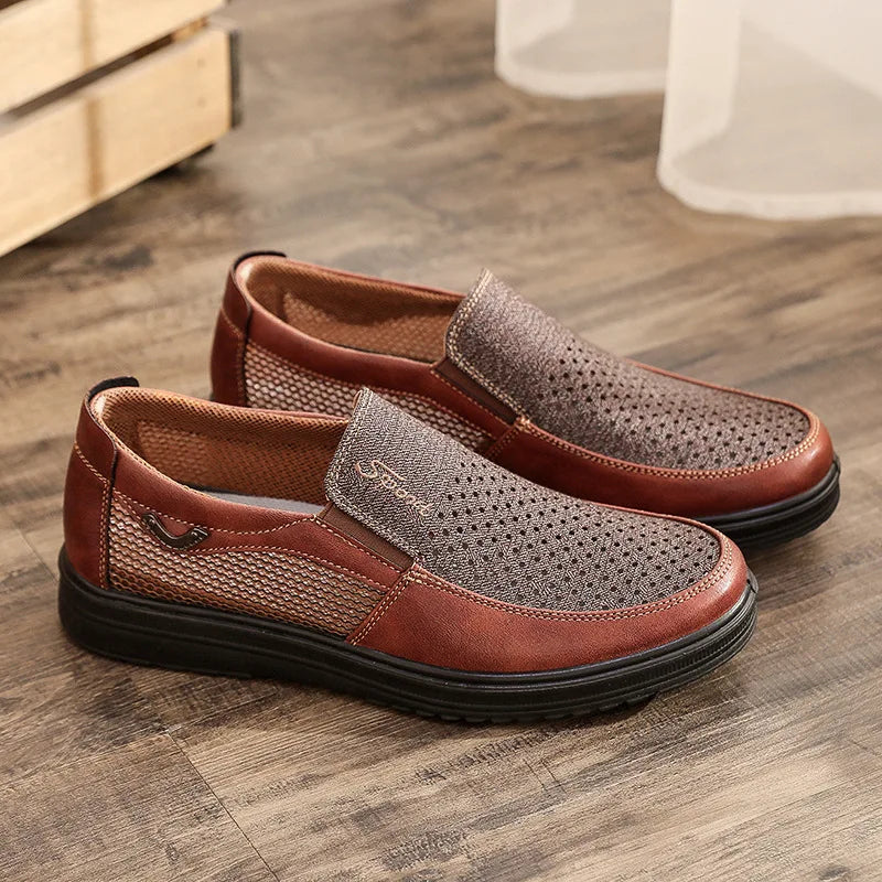 2021 Summer High Quality Men Casual Shoes Breathable Slip-On Flats EU 38-48 Men Comfortable Shoes Vamp Hollow  Mens Sneakers