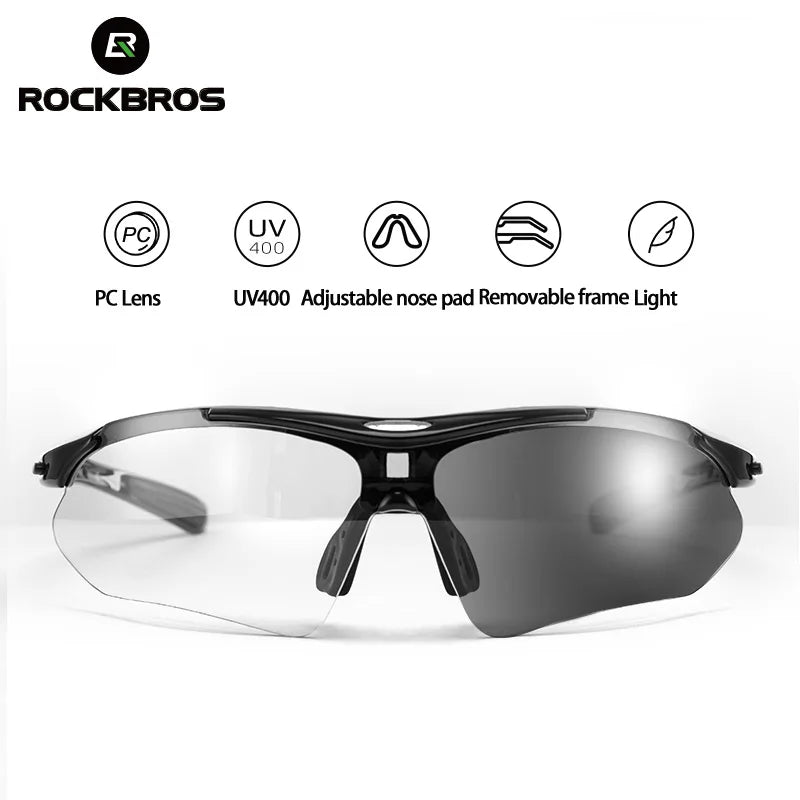 ROCKBROS Photochromic Cycling Eyewear Lightweight Bike Sunglasses Myopia Frame MTB Mountain UV400 Bicycle Goggles Accessories