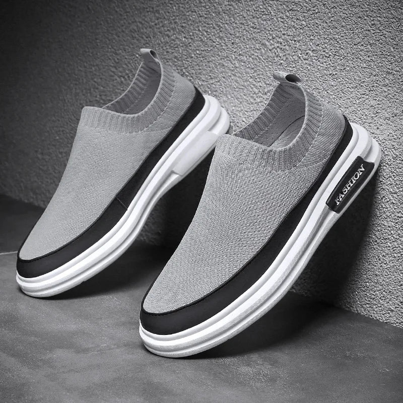 Summer Designer Mens Black Casual Shoes Fashion Slip On Platfrom Sewn Sock Breathable Trending Leisure Zapatos Mixed Color