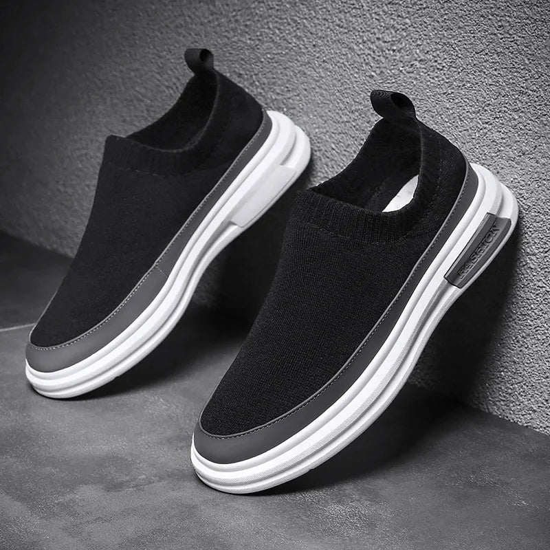 Summer Designer Mens Black Casual Shoes Fashion Slip On Platfrom Sewn Sock Breathable Trending Leisure Zapatos Mixed Color