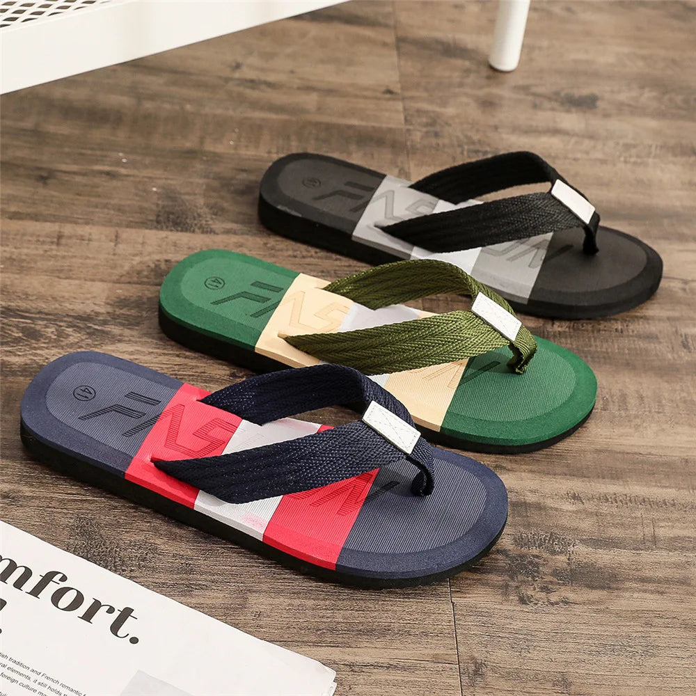 Men Flip Flops Beach Sandals Summer Slippers Non-slip Casual Flat Shoes Slippers Indoor House Shoes for Men Outdoor Slides