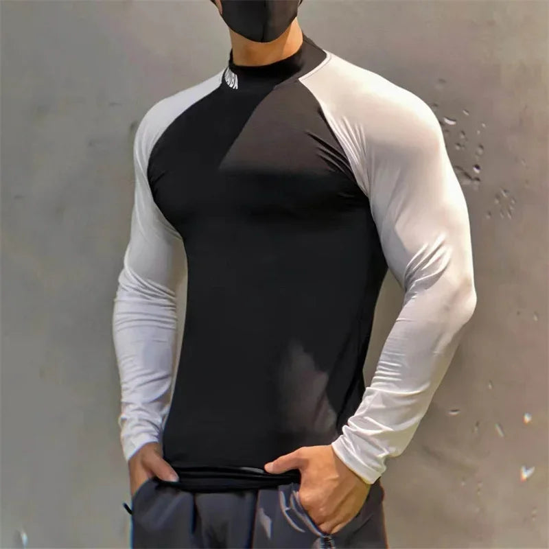 high quality compress Tight sports T-shirt quick drying elasticity long sleeved T-shirt men running fitness tops