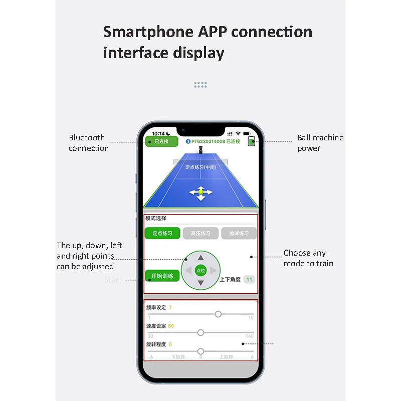 PUSUNPT-Smart Pri Tennis Machine Small and Ultra Light Single Multiplayer Trainer Automatic Ball Server APP and Remote Control