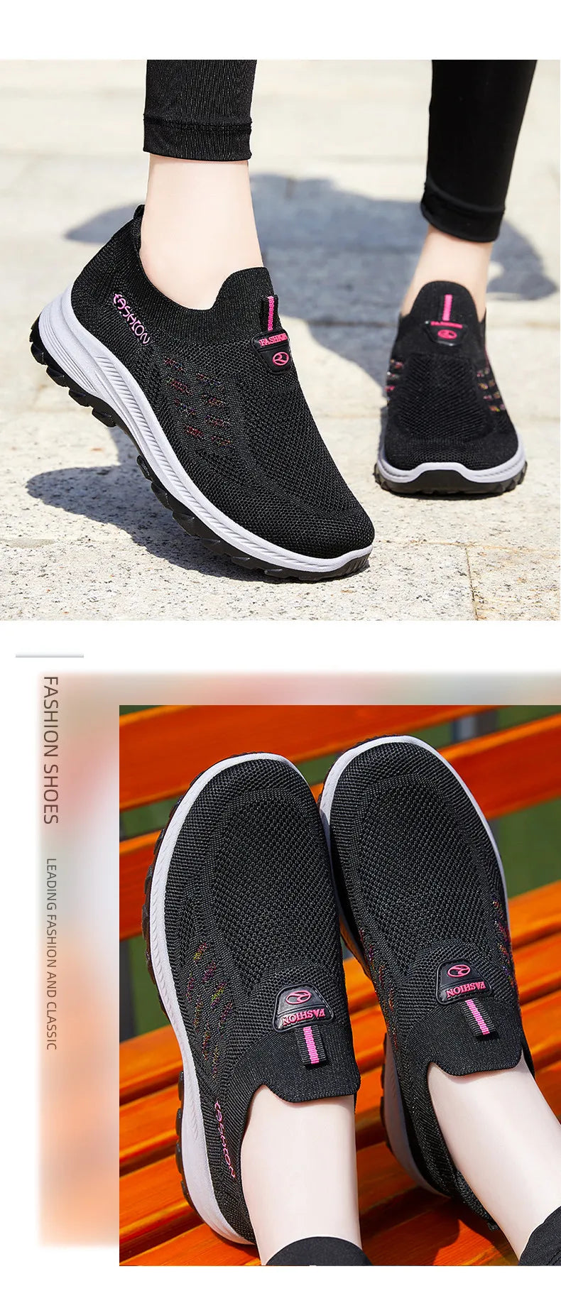 TaoBo Walking Shoes 2023 Summer New Women's Shoes Breathable No Lace Soft Sole Socks Sneakers Comfort Women Sport Shoes Tennis