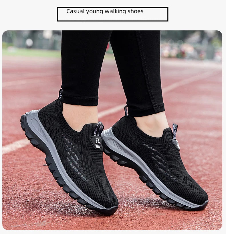 Breathable Mesh Sports Shoes Mom Women Lightweight Running Shoes Suitable Middle-aged Elderly One-foot Dance