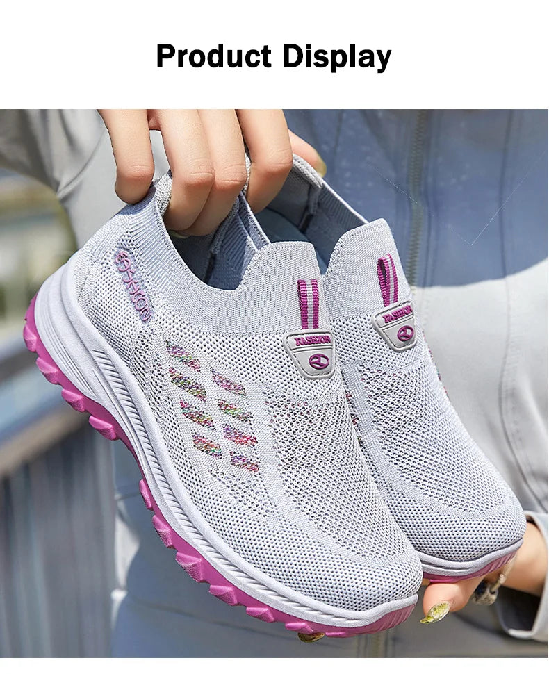 TaoBo Walking Shoes 2023 Summer New Women's Shoes Breathable No Lace Soft Sole Socks Sneakers Comfort Women Sport Shoes Tennis