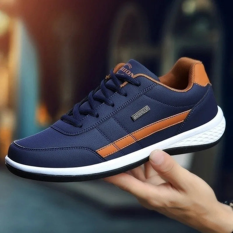 Fashion Men Sneakers Leather Casual Shoes Breathable Leisure Male Sneakers Non-slip Footwear Men Vulcanized Shoes Zapatos Hombre