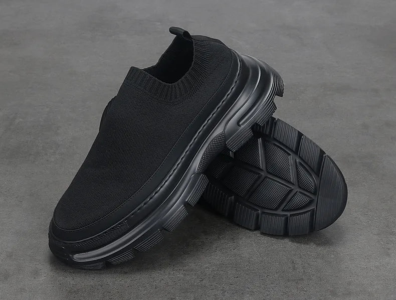 New Men's Shoes Breathable Flying Mesh Upper Shoes Thick Sole Height-raising Leisure Sports Shoes British Lazy Men's Tide Shoes