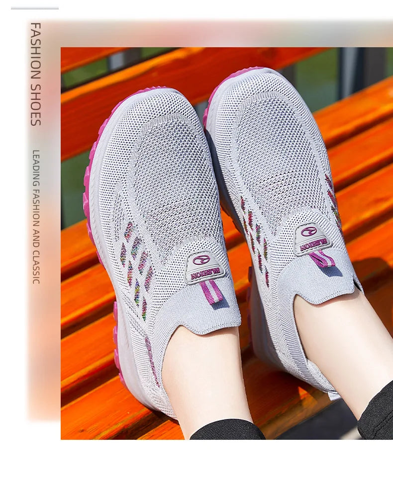 TaoBo Walking Shoes 2023 Summer New Women's Shoes Breathable No Lace Soft Sole Socks Sneakers Comfort Women Sport Shoes Tennis