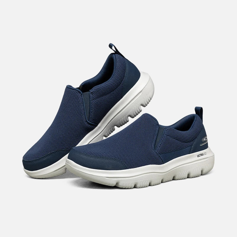 Skechers Shoes for Men "GO WALK EVOLUTION ULTRA" Slip-on Walking Shoes, Shock Absorption, Breathable Mesh, Light, Comfortable.