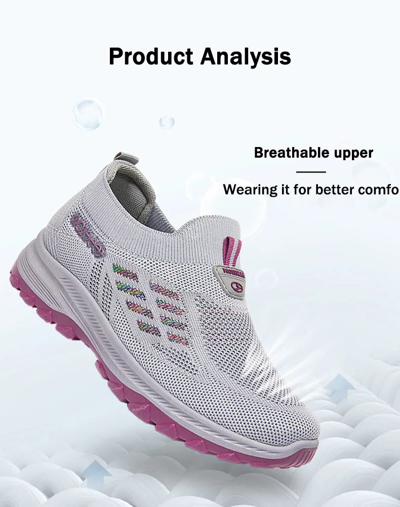 TaoBo Walking Shoes 2023 Summer New Women's Shoes Breathable No Lace Soft Sole Socks Sneakers Comfort Women Sport Shoes Tennis