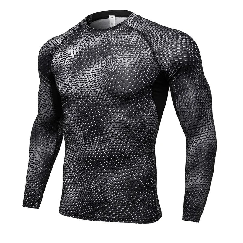 Men's Fitness Running Training Long-Sleeved Shirts Tight Elastic Quick-Drying Clothes Gym T-Shirt Workout Athletic Undershirts