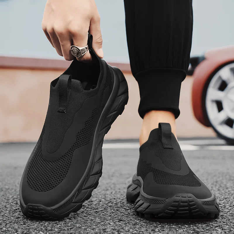 Fashion Men Casual Shoes Breathable Slip on Mesh Walking Running Sneakers Non-slip Flats Lightweight Sport Shoes Driving Loafers