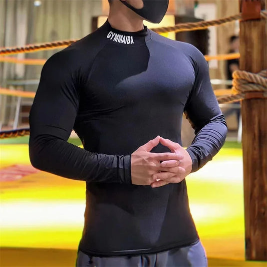 high quality compress Tight sports T-shirt quick drying elasticity long sleeved T-shirt men running fitness tops