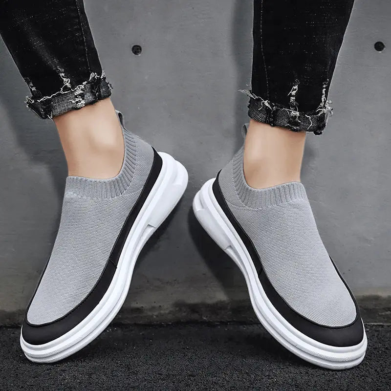 Summer Designer Mens Black Casual Shoes Fashion Slip On Platfrom Sewn Sock Breathable Trending Leisure Zapatos Mixed Color