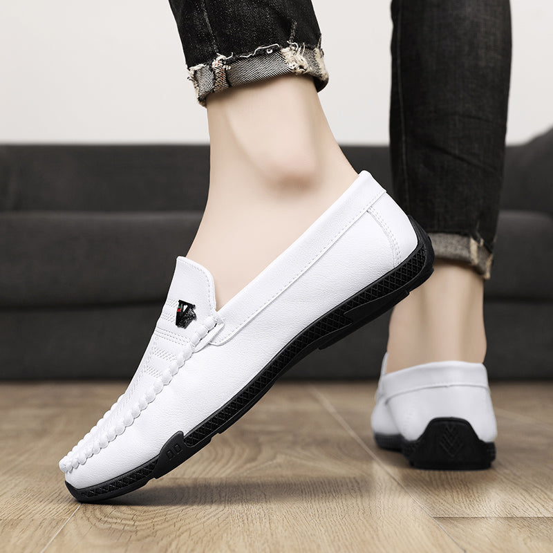 New White Leather Men Casual Shoes Luxury Brand Black Formal Dress Shoes Designer Men Loafers Breathable Slip on Driving Shoes