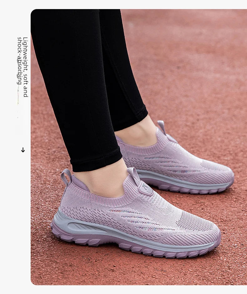 Breathable Mesh Sports Shoes Mom Women Lightweight Running Shoes Suitable Middle-aged Elderly One-foot Dance