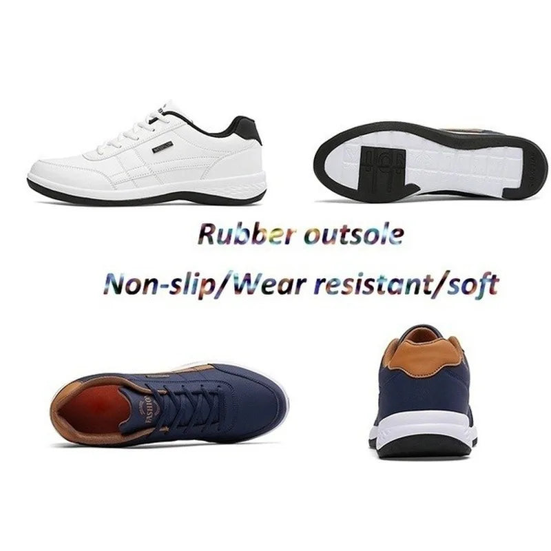 Fashion Men Sneakers Leather Casual Shoes Breathable Leisure Male Sneakers Non-slip Footwear Men Vulcanized Shoes Zapatos Hombre