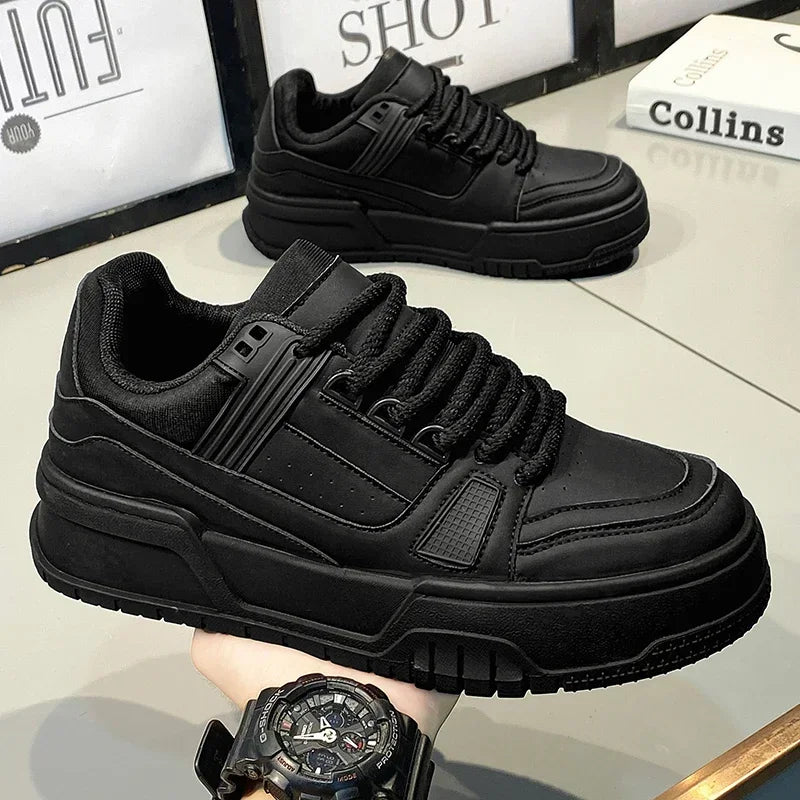 Leather Men Skateboarding Shoes White Casual Shoes Platform Running Sneakers Breathable Lightweight Tennis Shoes Sports Shoes