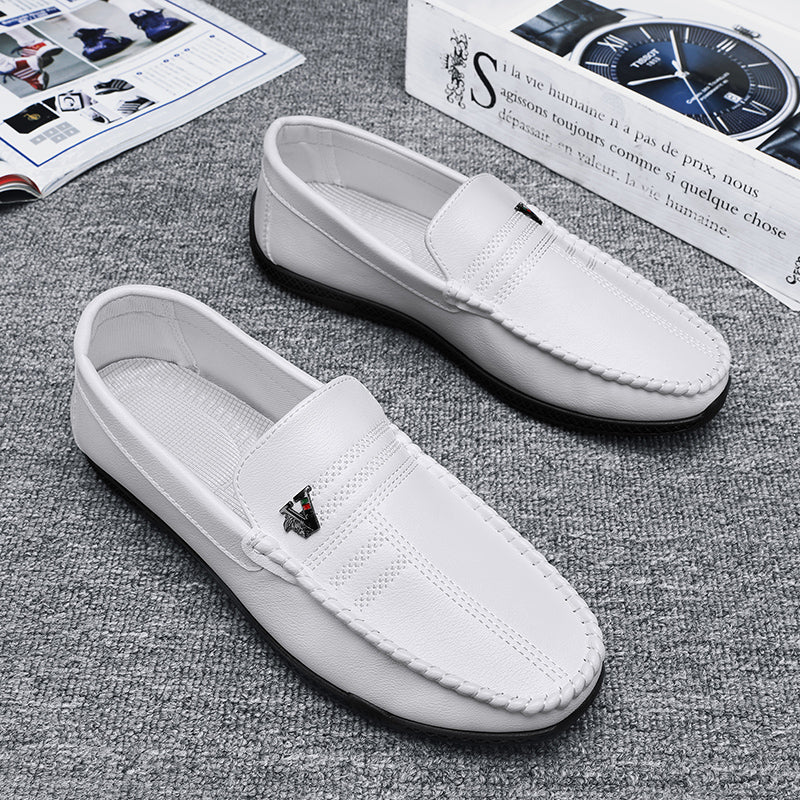 New White Leather Men Casual Shoes Luxury Brand Black Formal Dress Shoes Designer Men Loafers Breathable Slip on Driving Shoes