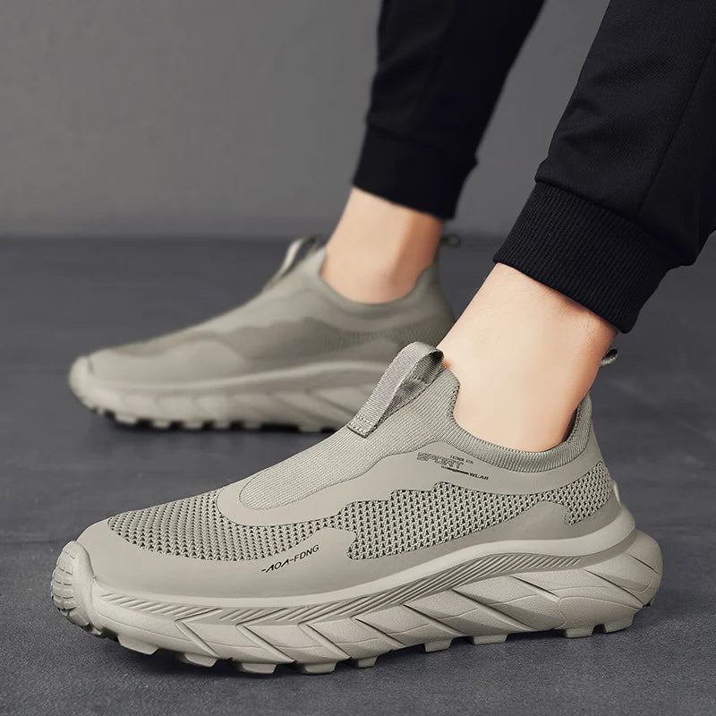 Fashion Men Casual Shoes Breathable Slip on Mesh Walking Running Sneakers Non-slip Flats Lightweight Sport Shoes Driving Loafers