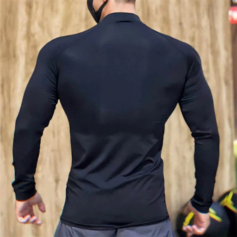 high quality compress Tight sports T-shirt quick drying elasticity long sleeved T-shirt men running fitness tops