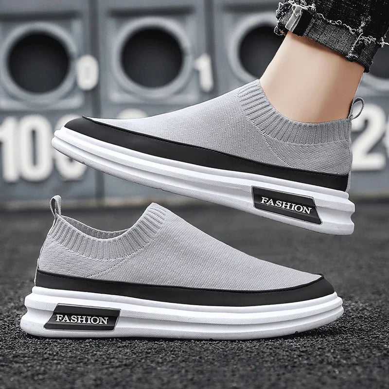 Summer Designer Mens Black Casual Shoes Fashion Slip On Platfrom Sewn Sock Breathable Trending Leisure Zapatos Mixed Color