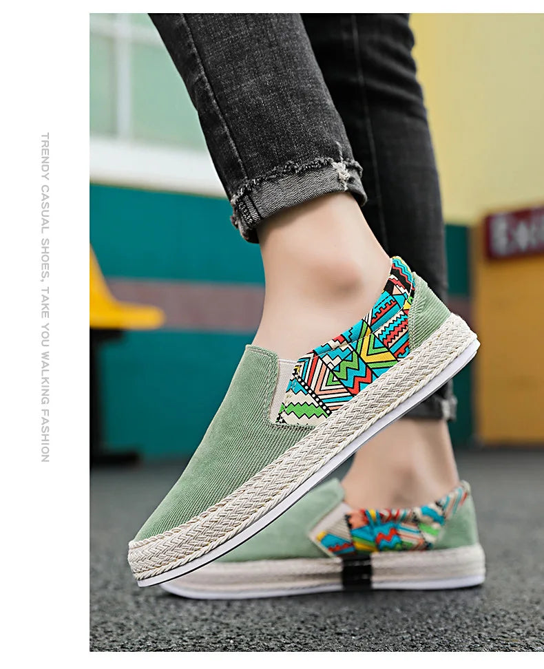 2024 New Trendy Men's Shoes Sneakers Slip-on Casual Cloth Shoes Summer Low-top Corduroy Shoes Fisherman's Shoes Chaussure Homme