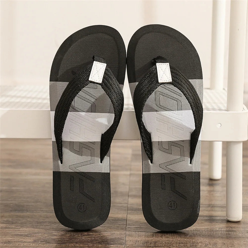 Men Flip Flops Beach Sandals Summer Slippers Non-slip Casual Flat Shoes Slippers Indoor House Shoes for Men Outdoor Slides