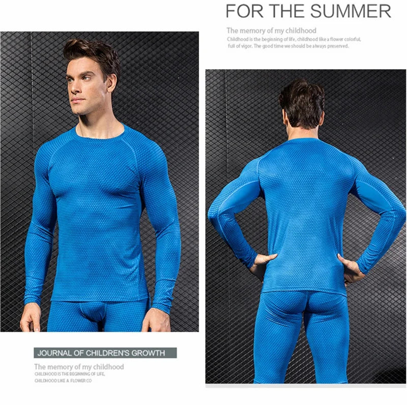 Men's Fitness Running Training Long-Sleeved Shirts Tight Elastic Quick-Drying Clothes Gym T-Shirt Workout Athletic Undershirts