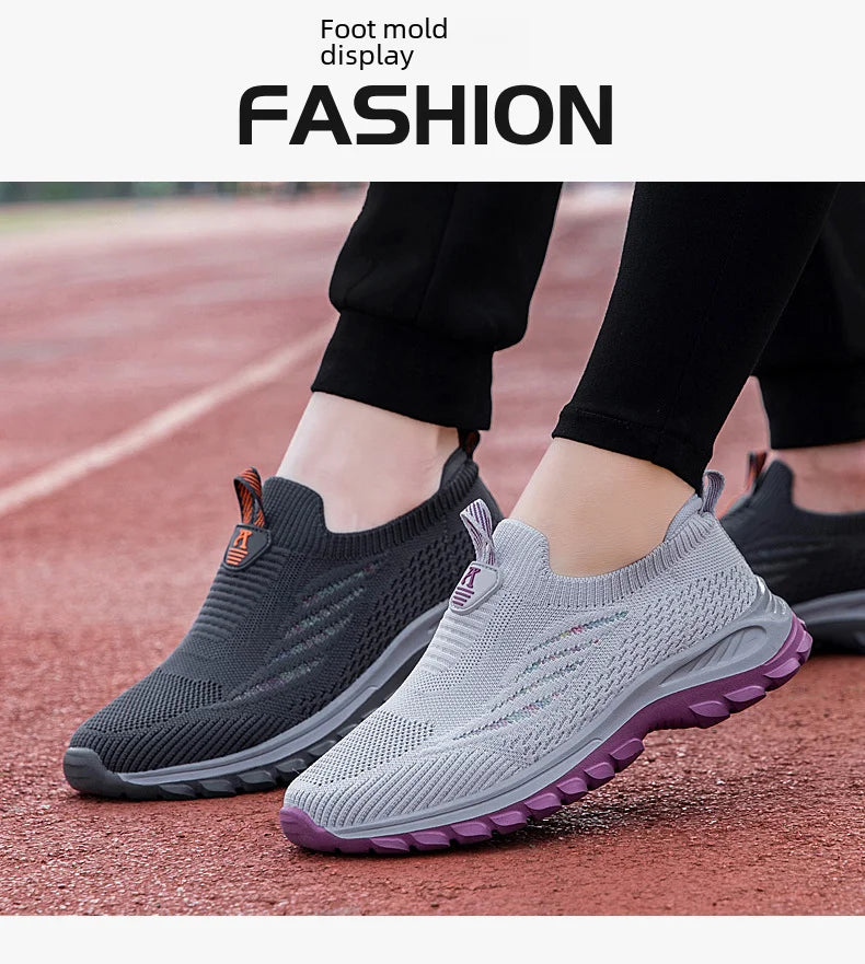 Breathable Mesh Sports Shoes Mom Women Lightweight Running Shoes Suitable Middle-aged Elderly One-foot Dance