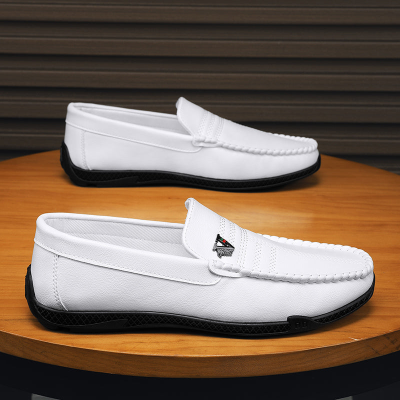 New White Leather Men Casual Shoes Luxury Brand Black Formal Dress Shoes Designer Men Loafers Breathable Slip on Driving Shoes