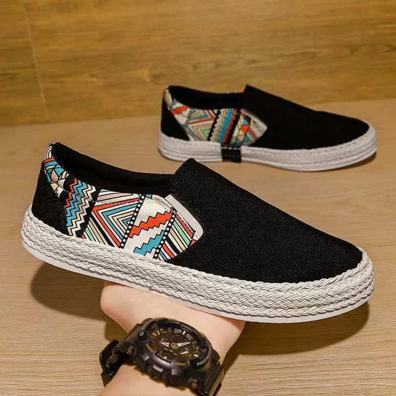 2024 New Trendy Men's Shoes Sneakers Slip-on Casual Cloth Shoes Summer Low-top Corduroy Shoes Fisherman's Shoes Chaussure Homme