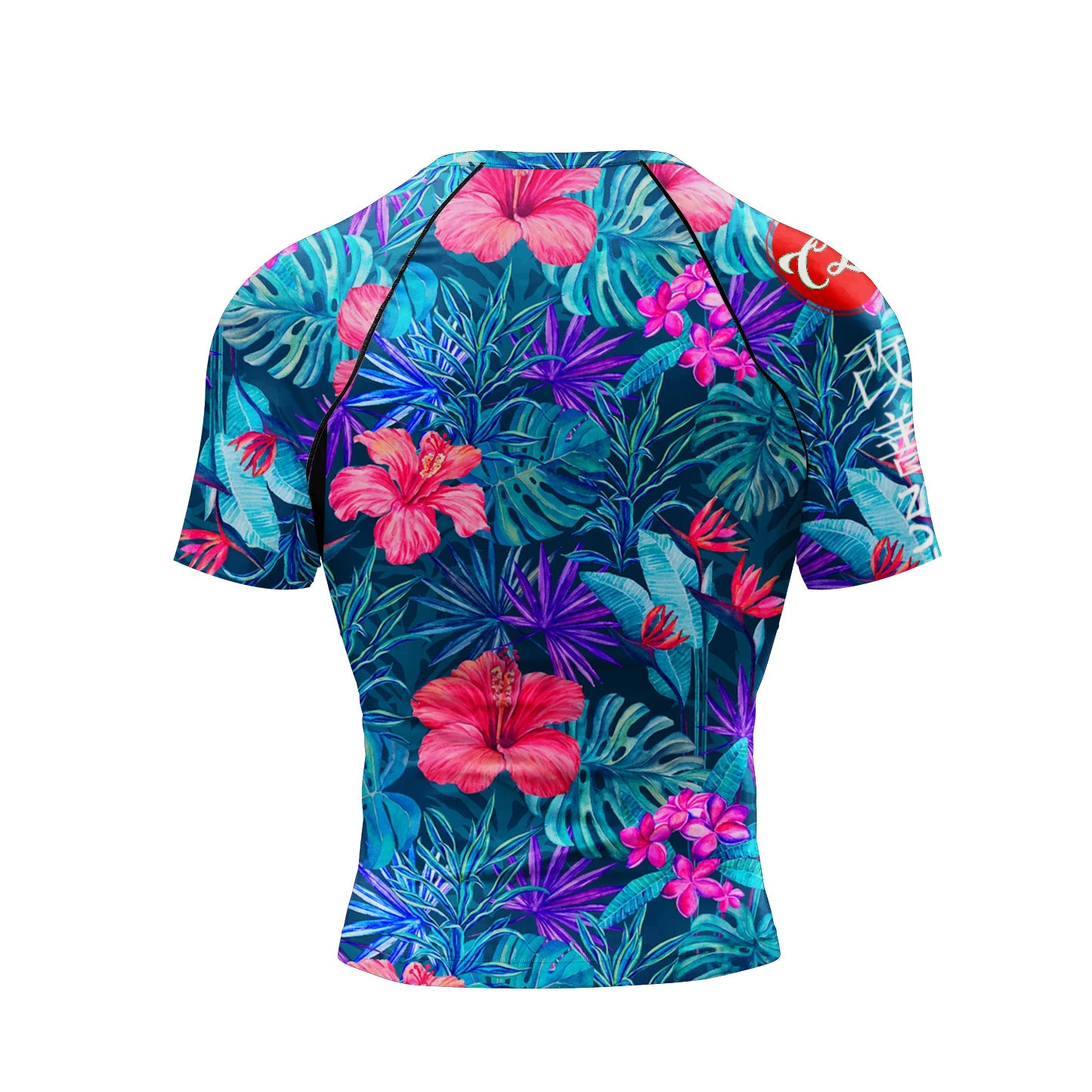 Flower Print Men's Compression T-shirt With Short Sleeve Bjj Rashguard Jiu Jitsu Fitness UV Blouse Men's Clothes