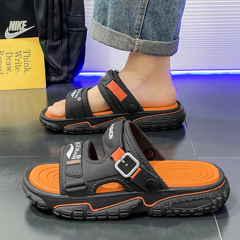 Fashion Lightweight Breath Men Sandals Men Slippers Anti Slip Wear-resistant Outdoor Beach Casual Sport Shoes Walking Flip Flops