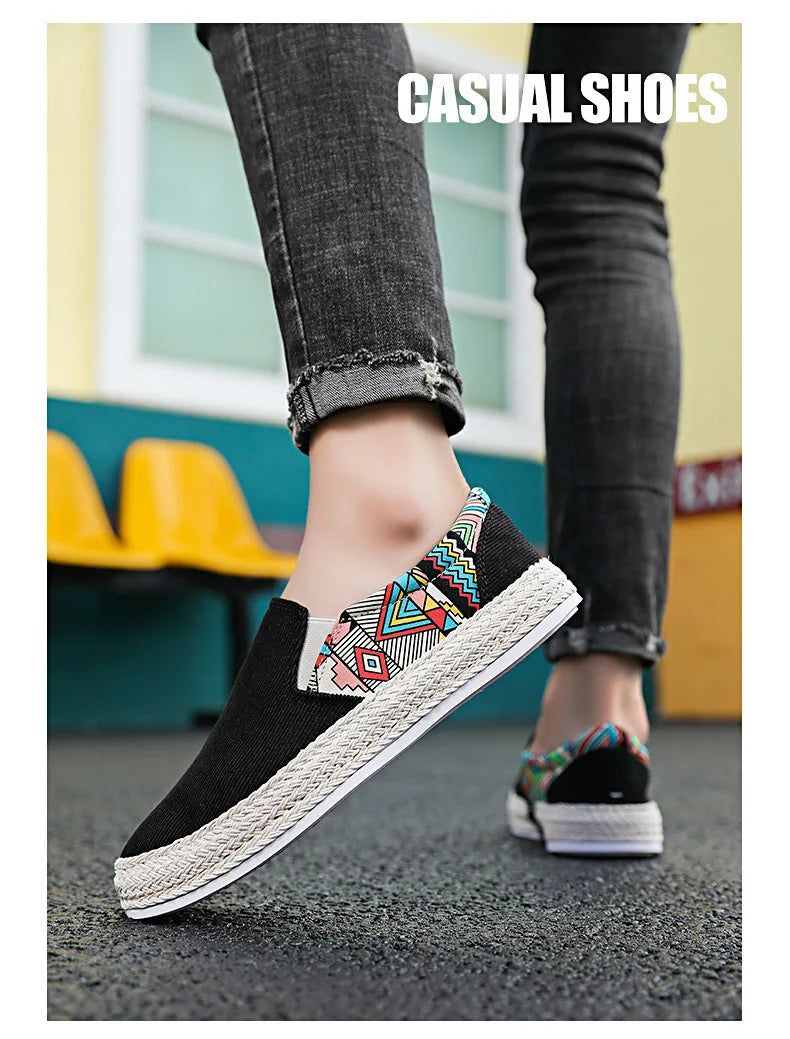 2024 New Trendy Men's Shoes Sneakers Slip-on Casual Cloth Shoes Summer Low-top Corduroy Shoes Fisherman's Shoes Chaussure Homme