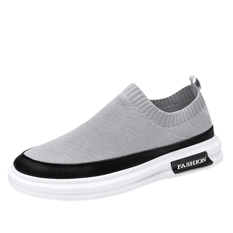 Summer Breathable Slip on Sneakers Fashion Casual Platform Shoes Men Knitting Loafers Moccasins Slip Flats Non-slip Casual Shoes