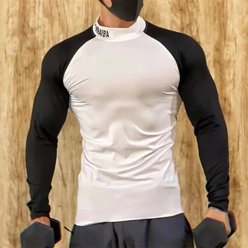 high quality compress Tight sports T-shirt quick drying elasticity long sleeved T-shirt men running fitness tops