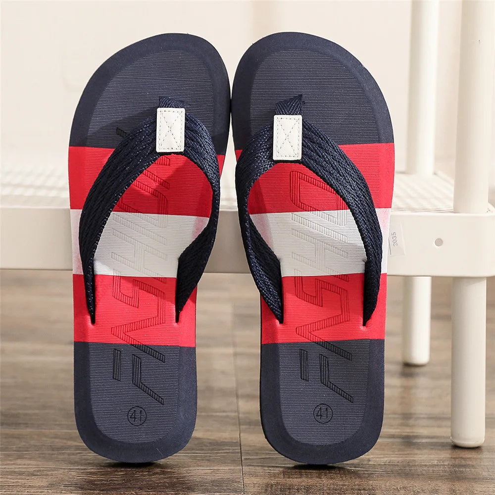 Men Flip Flops Beach Sandals Summer Slippers Non-slip Casual Flat Shoes Slippers Indoor House Shoes for Men Outdoor Slides