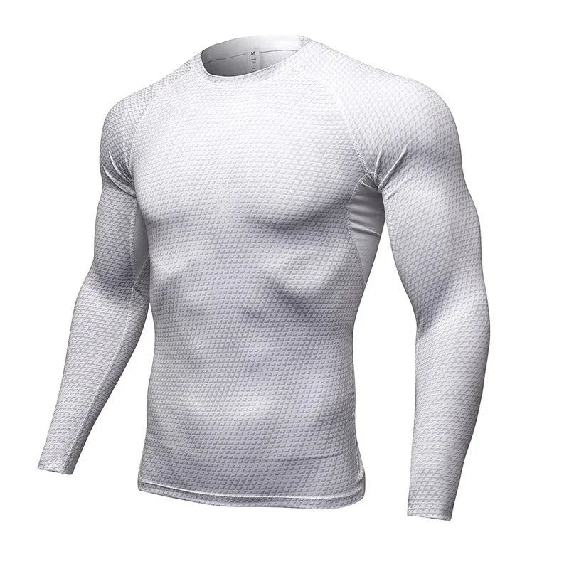 Men's Fitness Running Training Long-Sleeved Shirts Tight Elastic Quick-Drying Clothes Gym T-Shirt Workout Athletic Undershirts