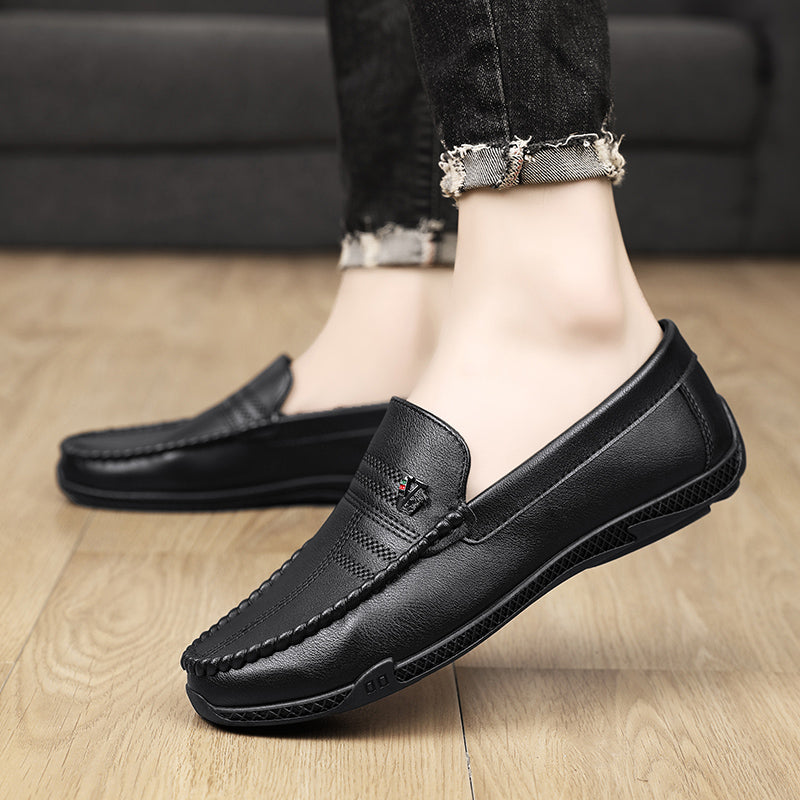 New White Leather Men Casual Shoes Luxury Brand Black Formal Dress Shoes Designer Men Loafers Breathable Slip on Driving Shoes