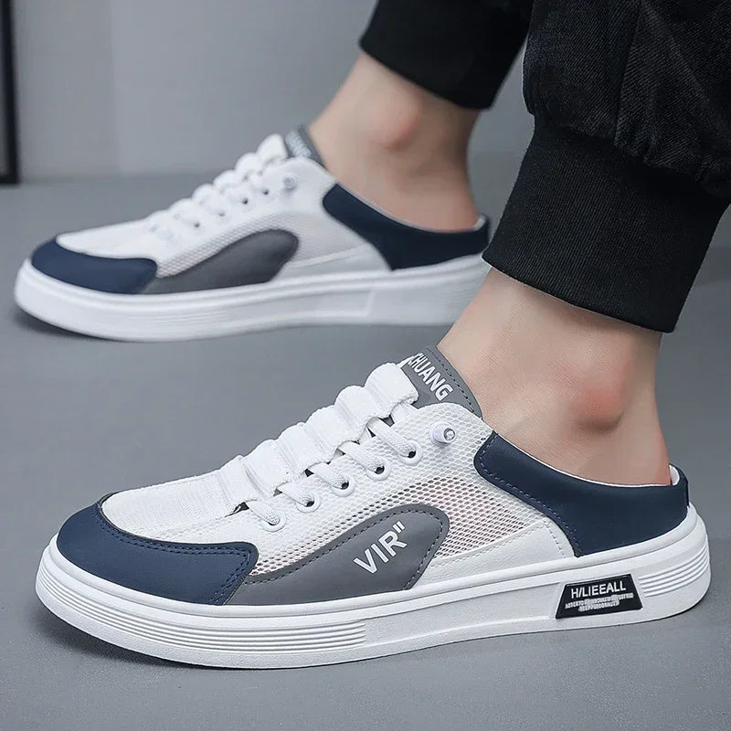 Summer Mesh Men Casual Shoes Platform Breathable Mens Half Slippers Comfortable Non-slip Sport Shoes Lazy Walking Sneakers